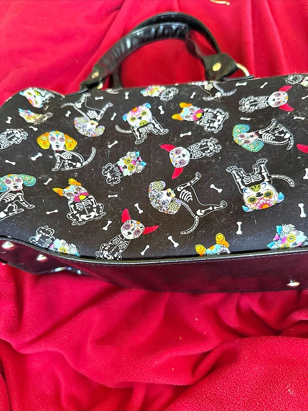 Top Notch By Design “Go Bag” Duffel Sugar Skull Skeleton Los Mertos Dogs